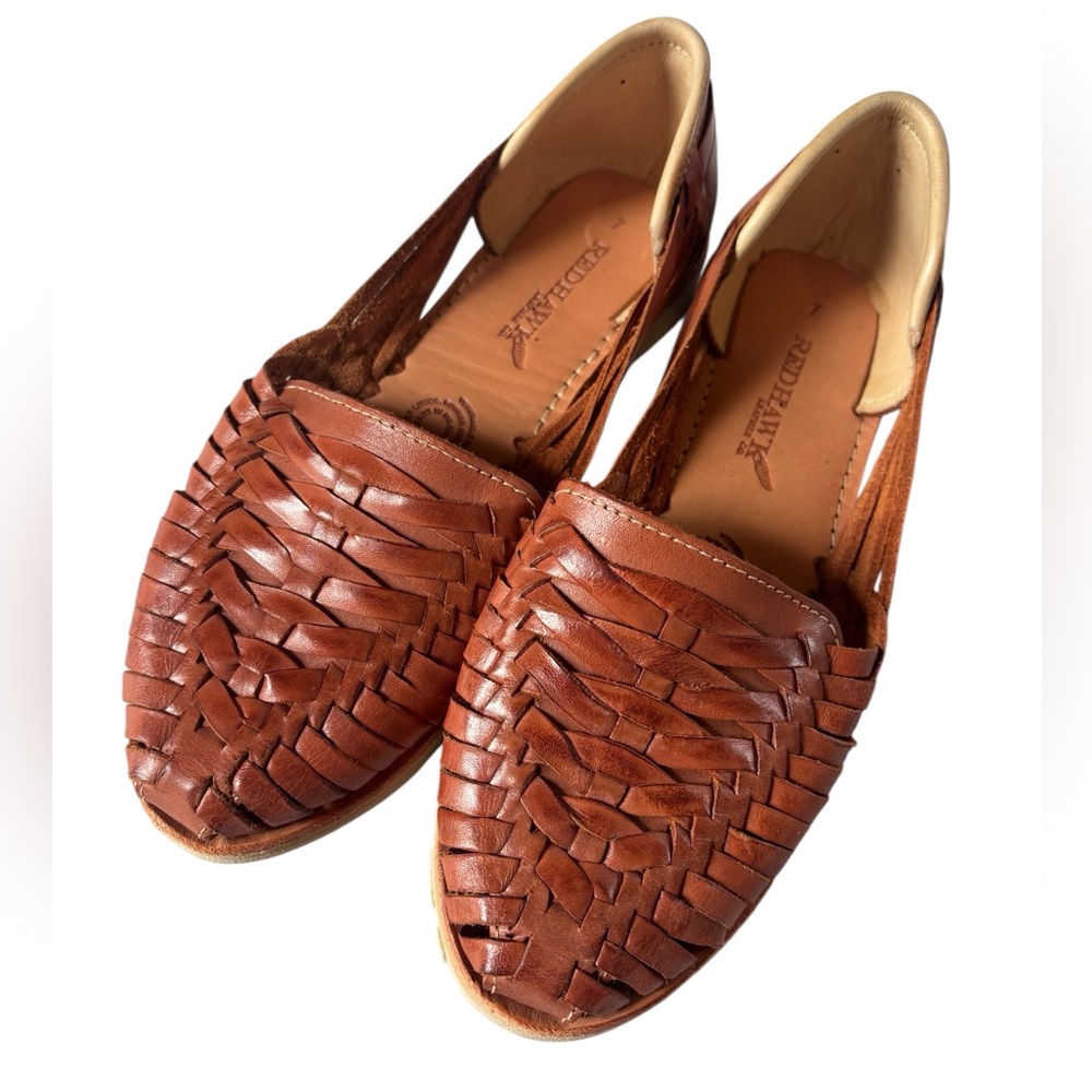 Woven Leather Huarache Sandals Brown Handmade Mexico Boho Artisan Flats Sz 7 - Picture 2 of 11
